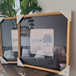 Set Of 2, Square Landscape Framed Wall Art